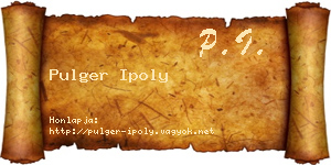Pulger Ipoly névjegykártya